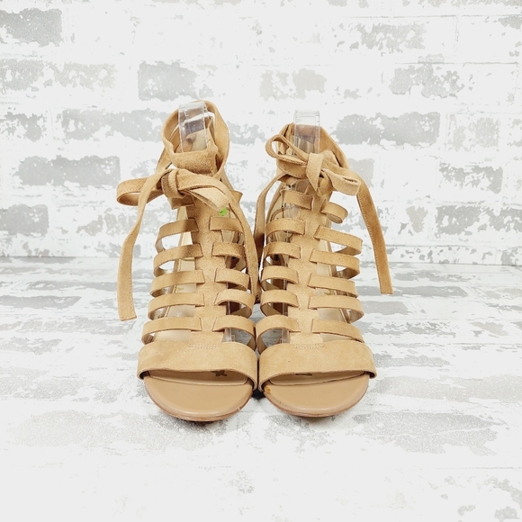 Sam Edelman Yarina Tan Suede Lace Up Heeled Sandals i457 - Picture 7 of 13